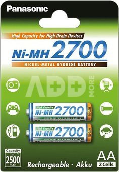 Panasonic rechargeable battery NiMh 2700mAh AA/2B