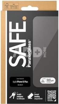 PanzerGlass | SAFE | Screen protector | Apple | iPhone 15 PLUS | Glass | Clear | Ultra-Wide Fit