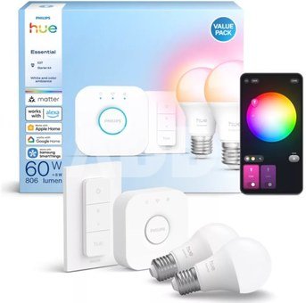 Philips Hue E WCA 806 A60 2kit SW EU | E27 | 8 W | 16 million colors, White and colored light