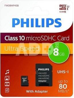 Philips MicroSDHC Card 8GB Class 10 UHS-I U1 incl. Adapter