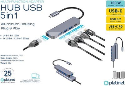 Platinet adapter Multimedia 5in1 (46235)