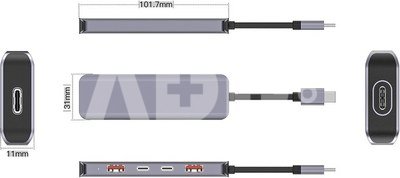 Platinet adapter Multimedia 5in1 (46237)