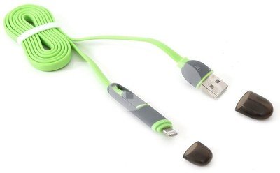 Platinet cable USB - microUSB/Lightning 1m, green (42872)