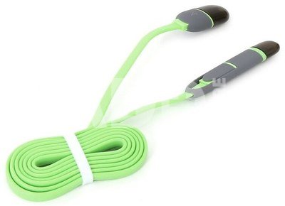 Platinet cable USB - microUSB/Lightning 1m, green (42872)