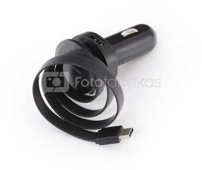 Зарядка в машину Platinet 1xUSB 2,4A + USB-C кабель (44652)