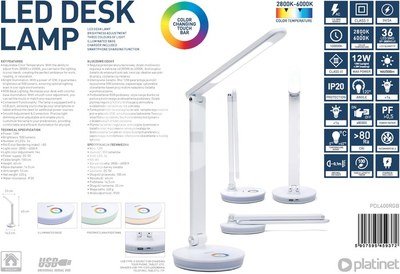 Platinet desk lamp PDL400 12W, white (45937)