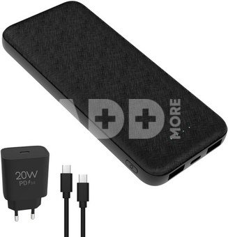 Platinet power bank + USB charger 10000mAh Kit PMPB10SETB, black