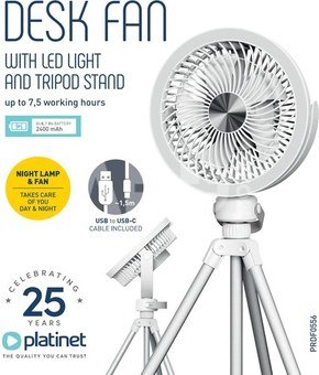 Platinet rechargeable fan PRDF0556 2400mAh (46055)