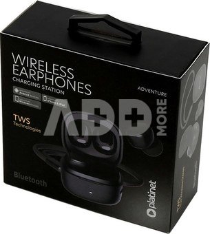 Platinet wireless earbuds PM1001B TWS, black (45923)