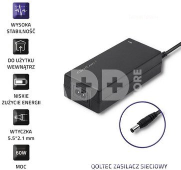 Qoltec Desktop power supply 60W 12V, 5A, 5.52.1