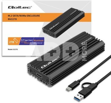 Qoltec Enclosure for drive M.2 SATA, NVMe, USB C, 2TB