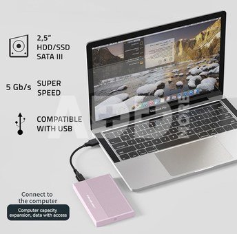 Qoltec Enclosure for SSD HDD 2.5drive,SATA,USB3.0,2T