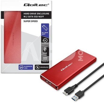 Qoltec Enclosure M.2 SSD drive SATA,NGFF,USB3.0,2TB