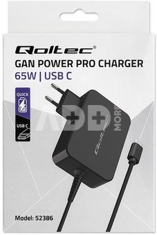 Qoltec GaN POWER PRO charger 1xUSB C, 65W, 5 20V