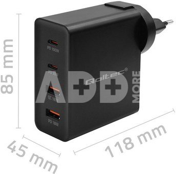 Qoltec GaN POWER PRO charger 2xUSB C, 2xUSB, 130W