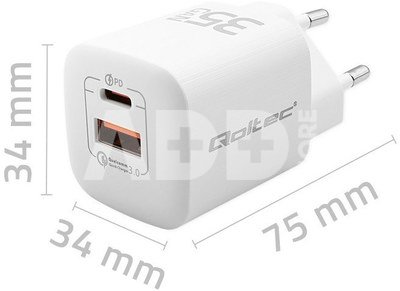 Qoltec GaN ULTRA 35W charger 5V 20V, 2.25A 3A, USB C