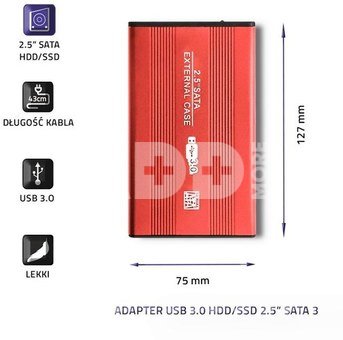 Qoltec Hard drive adapterUSB3.0 HDD/SSD 2.5" SATA3 red