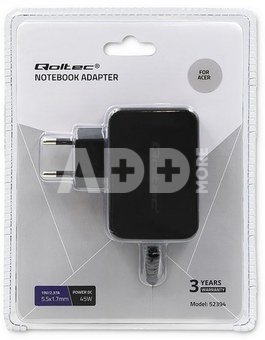 Qoltec Power adapter for Acer 45W, 19V,2.37A, 5.5x1.7
