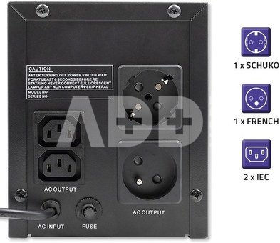 Qoltec Uninterruptible power supply, 1200VA, 720W