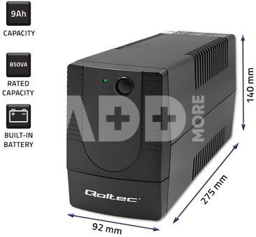 Qoltec Uninterruptible power supply, 850VA, 480W