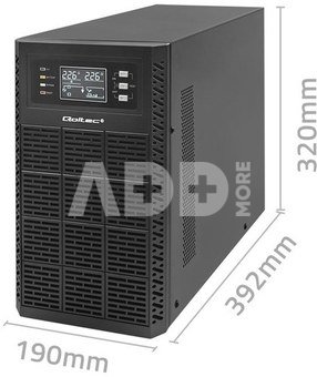 Qoltec UPS 3kVA, 3000W, PF 1.0 LCD, EPO, USB, On line