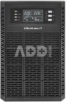 Qoltec UPS 3kVA, 3000W, PF 1.0 LCD, EPO, USB, On line