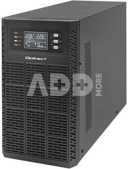 Qoltec UPS 3kVA, 3000W, PF 1.0 LCD, EPO, USB, On line