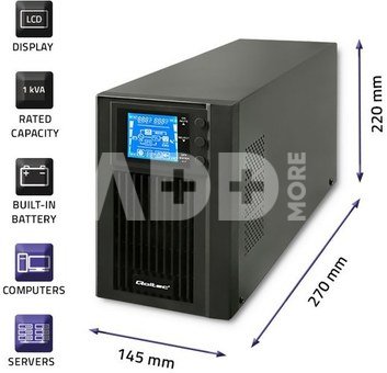 Qoltec UPS On-line Pure Sine Wave 1kVA 800W LCD USB