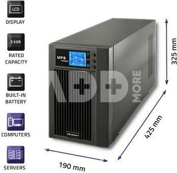 Qoltec UPS On-line Pure Sine Wave 3kVA 2.4W LCD USB