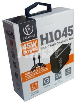 Rebeltec Fast charger PD45W USB-C for notebooks, phones,