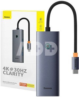 Rozbočovač 5 v 1 Baseus řady UltraJoy USB-C na HDMI4K@30Hz+3xUSB 3.0+1xPD (šed&yacute;)