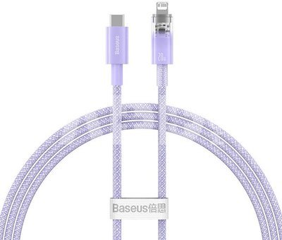Rychlonabíjecí kabel Baseus USB-C na Lightning Explorer Series 1m, 20W (fialový)