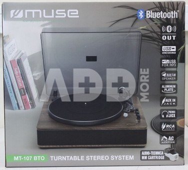 SALE OUT. Muse MT-107 BTO Turntable Stereo System, Black/Brown | Muse Turntable Stereo System with Bluetooth Out | MT-107 BTO | Warranty 24 month(s) | 2x5 W | Bluetooth | Black/Brown | DAMAGED PACKAGING AND ITEM BODY