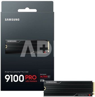 Samsung 9100 PRO With Heatsink | 1000 GB | SSD form factor M.2 2280 | Solid-state drive interface PCIe 5.0 NVMe | Read speed 14800 MB/s | Write speed 13400 MB/s