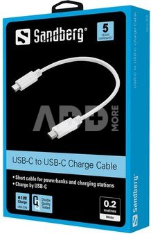 Sandberg 136-30 USB-C to USB-C Charge cable 0.2m white