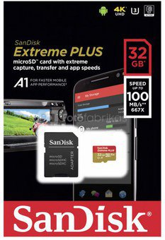SanDisk microSDHC 100MB A1 32GB Extreme Plus SDSQXBG-032G-GN6MA
