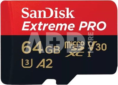 SanDisk microSDXC 64GB Extreme Pro A2 C10 V30 UHS-I U3