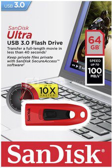 SanDisk Ultra USB 3.0 RED 64GB SDCZ48-064G-U46R