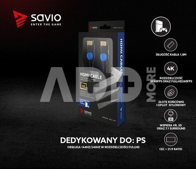 Savio Cable HDMI GCL-02 1.8m, v2.0, braid blue
