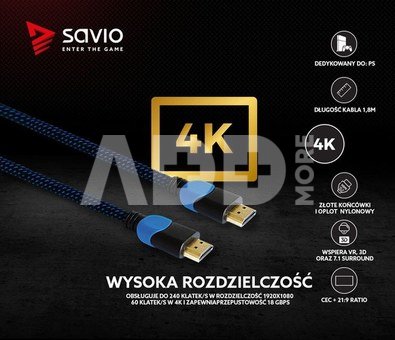 Savio Cable HDMI GCL-02 1.8m, v2.0, braid blue