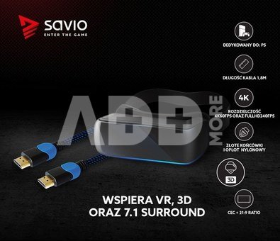Savio Cable HDMI GCL-02 1.8m, v2.0, braid blue