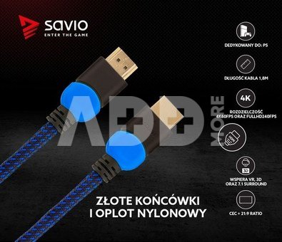 Savio Cable HDMI GCL-02 1.8m, v2.0, braid blue