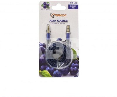 Sbox AUX Cable 3.5mm to 3.5mm fruity blue 3535-1.5BL