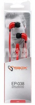 Sbox Stereo Earphones with Microphone EP-038 red