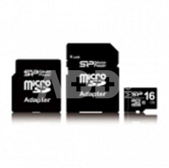SILICON POWER 16GB, MICRO SDHC, CLASS 4 WITH SD ADAPTER