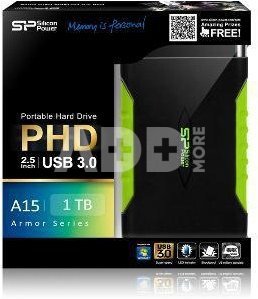 SILICON POWER 1TB, PORTABLE HARD DRIVE ARMOR A15, BLACK