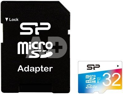 SILICON POWER 32GB, MICRO SDHC UHS-I, Class 10, with SD adapter, Color