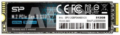 Silicon Power A60 512 GB, SSD interface M.2 NVME, Write speed 1600 MB/s, Read speed 2200 MB/s