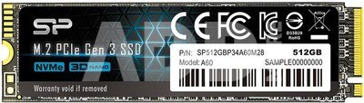 Silicon Power A60 512 GB, SSD interface M.2 NVME, Write speed 1600 MB/s, Read speed 2200 MB/s