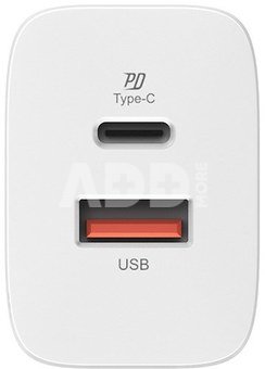 Silicon Power travel adapter USB/USB-C QM16 20W, white